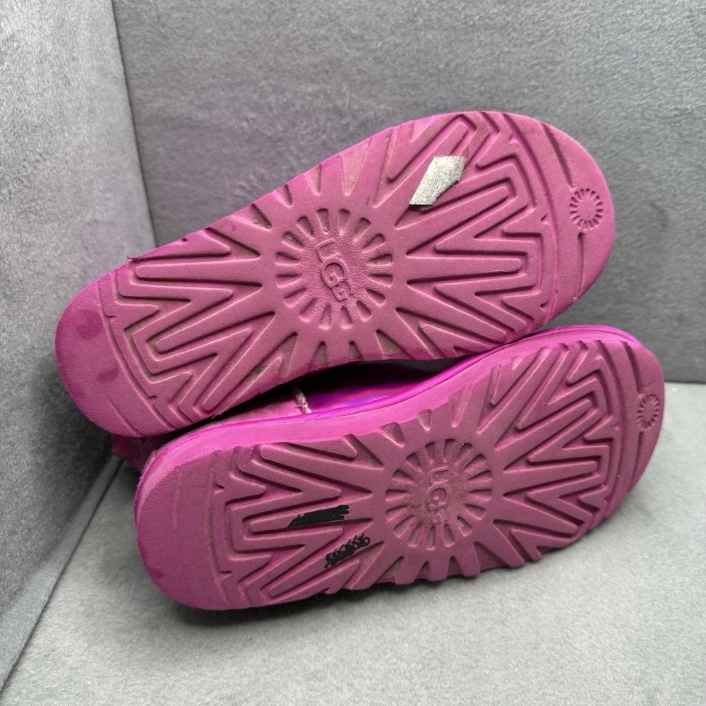 UGG Classic Mini Iridescent Pink Metallic Leather Boots Women's Size 5